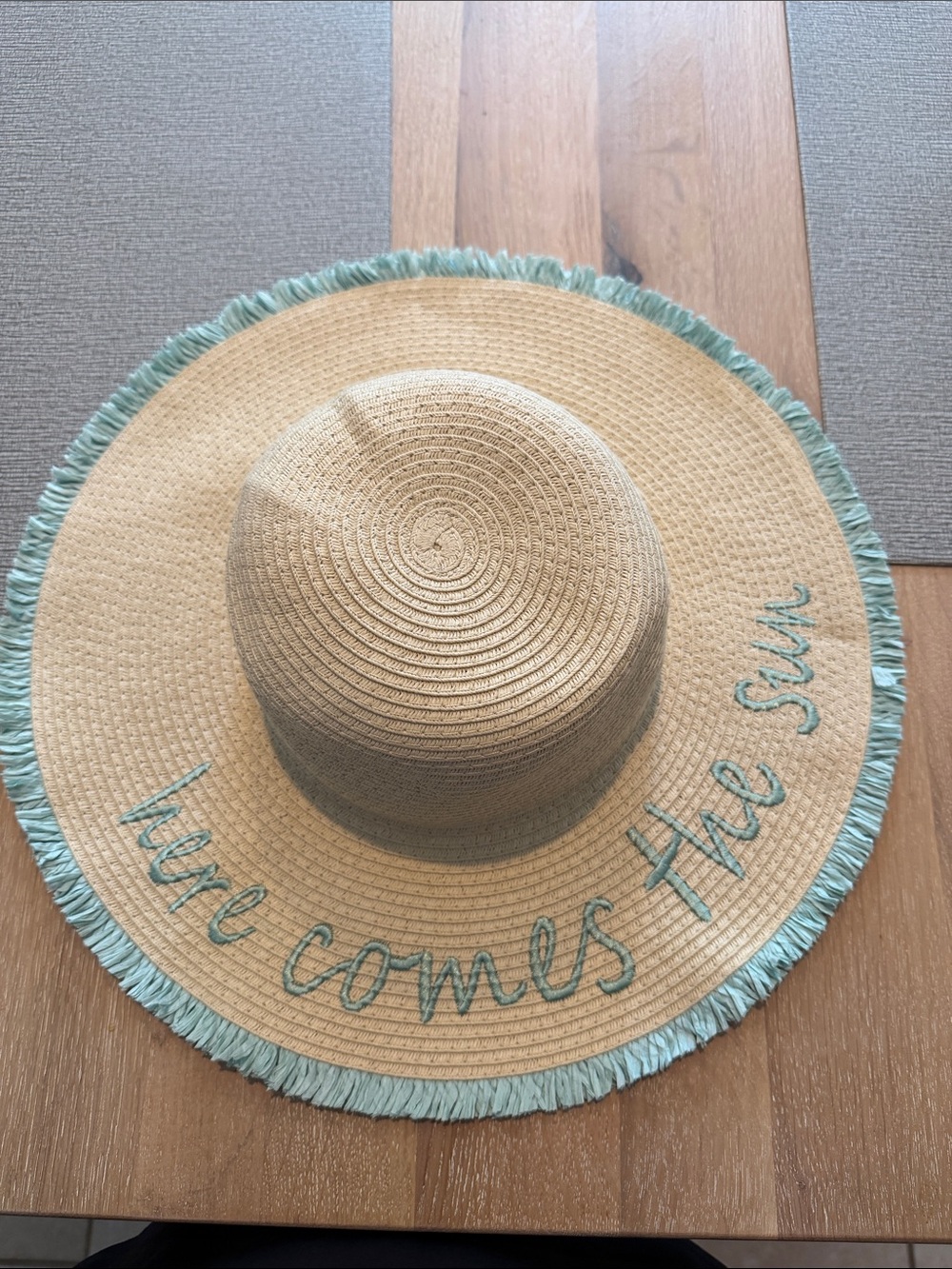 American Exchange Natural Straw Sun Hat with Cream Interior
